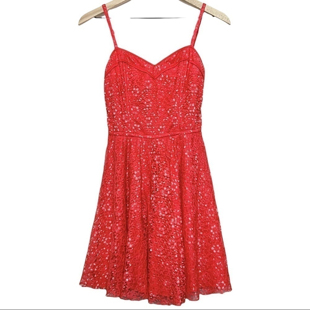 VINTAGE 90s Y2K DELIA’S Floral Lace Fit & Flare‎ Skater Dress-Watermelon Size S